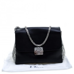 Pre Owned حقيبة كتف ديور ديورلينغ كبيرة جلد سوداء/ بيج