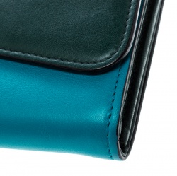 Pre Owned Dior Dark Green/Turquoise Leather Diorissimo Continental Wallet