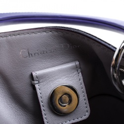 Pre Owned حقيبة يد ديور شوبر ديوريسيمو كبيرة جلد حُبيبي أزرق داكن