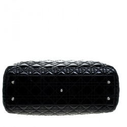 Pre Owned Dior Black Cannage Quilted Soft Patent Leather Large Shopping Tote