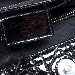 Pre Owned Dior Black Cannage Quilted Soft Patent Leather Large Shopping Tote