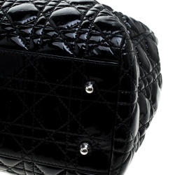 Pre Owned Dior Black Cannage Quilted Soft Patent Leather Large Shopping Tote