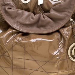 Pre Owned Dior Brown Cannage Patent Leather Le Trente Hobo