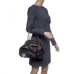 مملوكة مسبقًا Dior Black/Bronze Lizard and Leather Limited Edition 017 Jeanne Frame Satchel