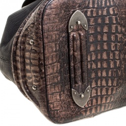 مملوكة مسبقًا Dior Black/Bronze Lizard and Leather Limited Edition 017 Jeanne Frame Satchel