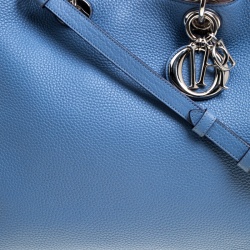 Pre Owned حقيبة يد ديور شوبر ديوريسيمو كبيرة جلد حُبيبي أزرق داكن