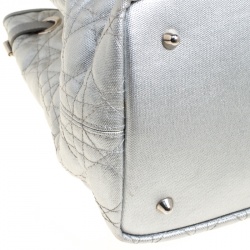 مملوكة مسبقًا Dior Silver Coated Canvas Medium Panarea Shopper Tote