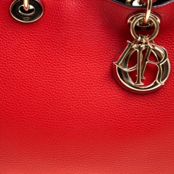 Pre Owned Dior Red Leather Medium Diorissimo Shopper Tote