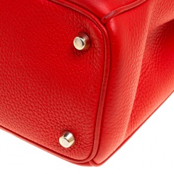 Pre Owned Dior Red Leather Medium Diorissimo Shopper Tote