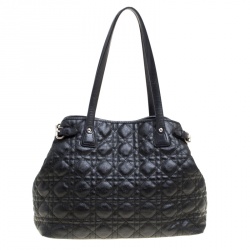 Pre Owned Dior Black Coated Canvas Small Panarea Tote