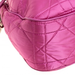Pre Owned Dior Pink Cannage Quilted Nylon Drawstring Bucket Bag 