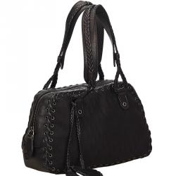 Dior Black Canvas/Leather Oblique Lovely Satchel Bag