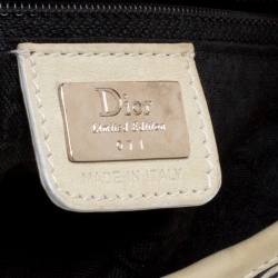 Pre Owned Dior Off White/Red Printed Fabric Limited Edition 071 Saddle Bag