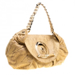Pre Owned Dior Beige Python Limited Edition 028 Hobo