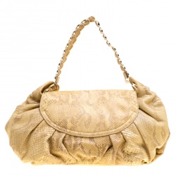 Pre Owned Dior Beige Python Limited Edition 028 Hobo