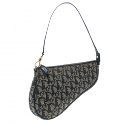 Pre Owned Dior Blue Diorissimo Canvas and Leather Saddle Bag