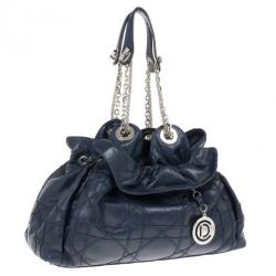 مملوكة مسبقًا Dior Navy Lambskin Leather Le 30 Cannage Tote