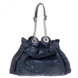 مملوكة مسبقًا Dior Navy Lambskin Leather Le 30 Cannage Tote
