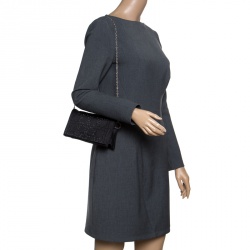 مملوكة مسبقًا Dior Black Cannage Quilted Crystal Satin Clutch