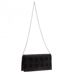 مملوكة مسبقًا Dior Black Cannage Quilted Crystal Satin Clutch