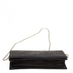 مملوكة مسبقًا Dior Black Cannage Quilted Crystal Satin Clutch
