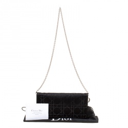 مملوكة مسبقًا Dior Black Cannage Quilted Crystal Satin Clutch