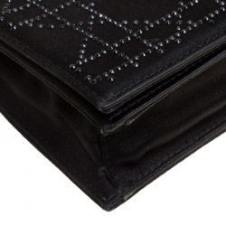 مملوكة مسبقًا Dior Black Cannage Quilted Crystal Satin Clutch