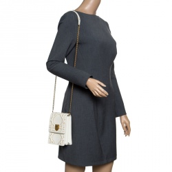 Pre Owned Dior Off White Leather Studded Diorama Vertical Clutch