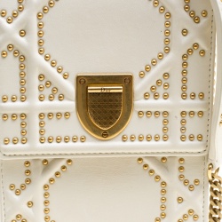 Pre Owned Dior Off White Leather Studded Diorama Vertical Clutch