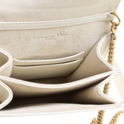 Pre Owned Dior Off White Leather Studded Diorama Vertical Clutch