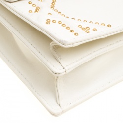 Pre Owned Dior Off White Leather Studded Diorama Vertical Clutch