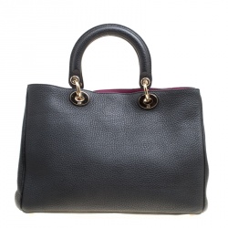Pre Owned Dior Black Leather Medium Diorissimo Top Handle Bag