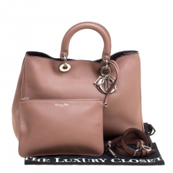 Pre Owned Dior Nude Leather Large Diorissimo Shopper Top Handle Bag