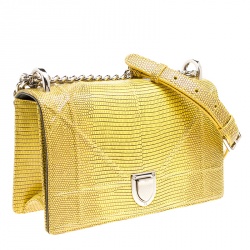 مملوكة مسبقًا حقيبة كتف ديور ديوراما صغيرة جلد سحلية صفراء