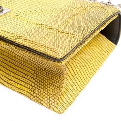 مملوكة مسبقًا حقيبة كتف ديور ديوراما صغيرة جلد سحلية صفراء