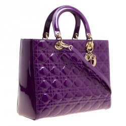 مملوكة مسبقًا Dior Purple Patent Leather Large Lady Dior Tote