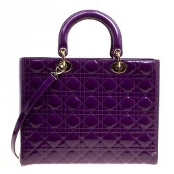 مملوكة مسبقًا Dior Purple Patent Leather Large Lady Dior Tote