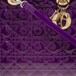 مملوكة مسبقًا Dior Purple Patent Leather Large Lady Dior Tote