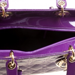 مملوكة مسبقًا Dior Purple Patent Leather Large Lady Dior Tote