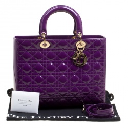 مملوكة مسبقًا Dior Purple Patent Leather Large Lady Dior Tote