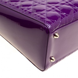 مملوكة مسبقًا Dior Purple Patent Leather Large Lady Dior Tote