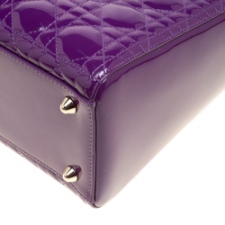 مملوكة مسبقًا Dior Purple Patent Leather Large Lady Dior Tote