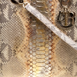 مملوكة مسبقًا Dior Cream/Gold Python Large Lady Dior Tote