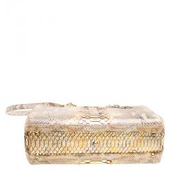 مملوكة مسبقًا Dior Cream/Gold Python Large Lady Dior Tote