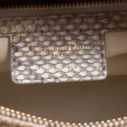 مملوكة مسبقًا Dior Cream/Gold Python Large Lady Dior Tote
