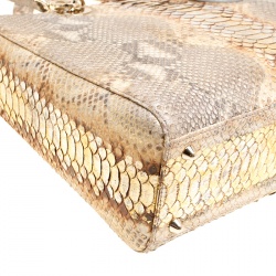 مملوكة مسبقًا Dior Cream/Gold Python Large Lady Dior Tote