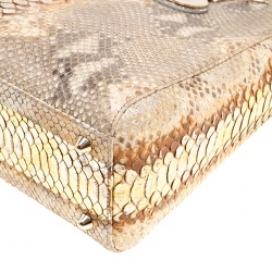 مملوكة مسبقًا Dior Cream/Gold Python Large Lady Dior Tote