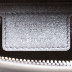Pre Owned Dior Grey Leather Large Lady Dior Top Handle Bag