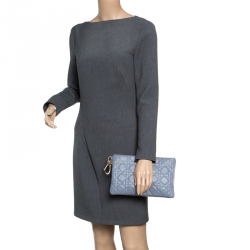 Pre Owned Dior Grey Cannage Coated Canvas Panarea Clutch