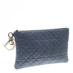 Pre Owned Dior Grey Cannage Coated Canvas Panarea Clutch